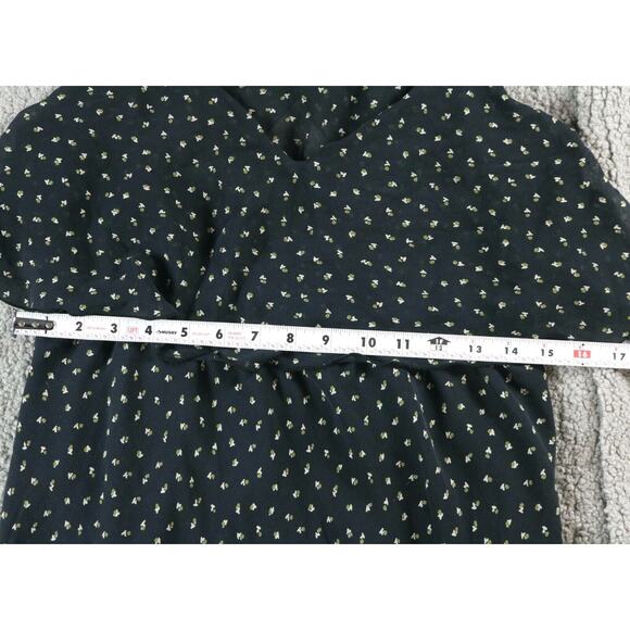 Gold Hawk Dress Silk Womens Medium Floral Print Ruffle Top Spaghetti Strap - Picture 6 of 8